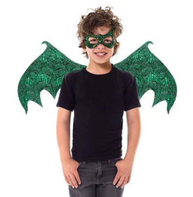 Green Dragon Wing & Mask Set - 3+ yrs.