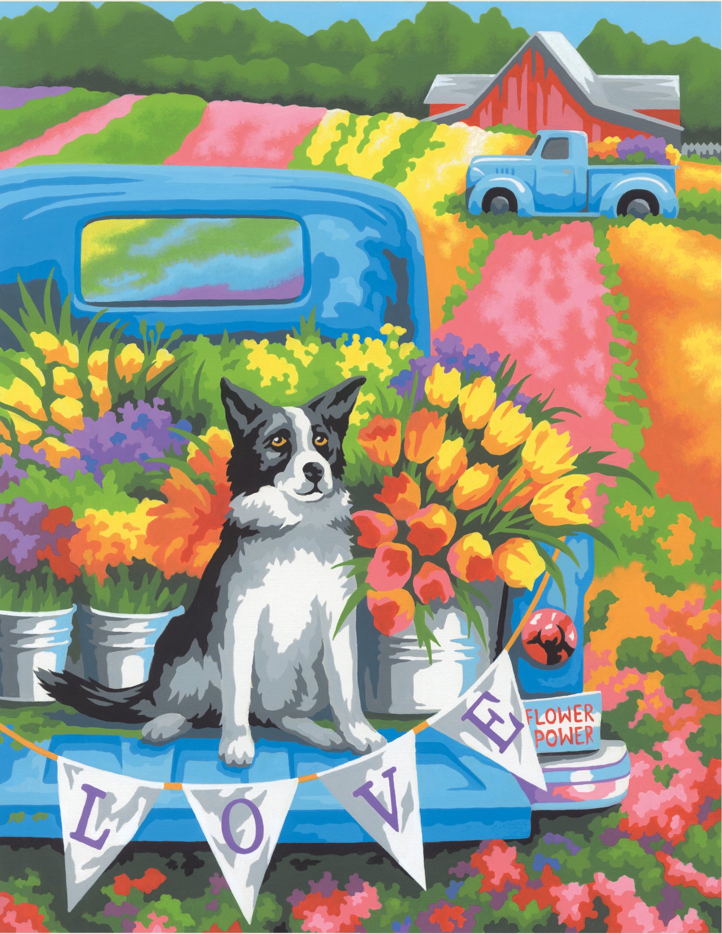 Paint Works Paint By Number Kit 11"X14"-Flower Power Dog