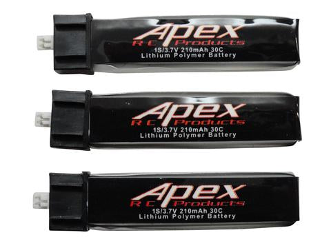 APEX RC PRODUCTS 3.7V 210MAH 30C LIPO BATTERY - 3 PACK #7012