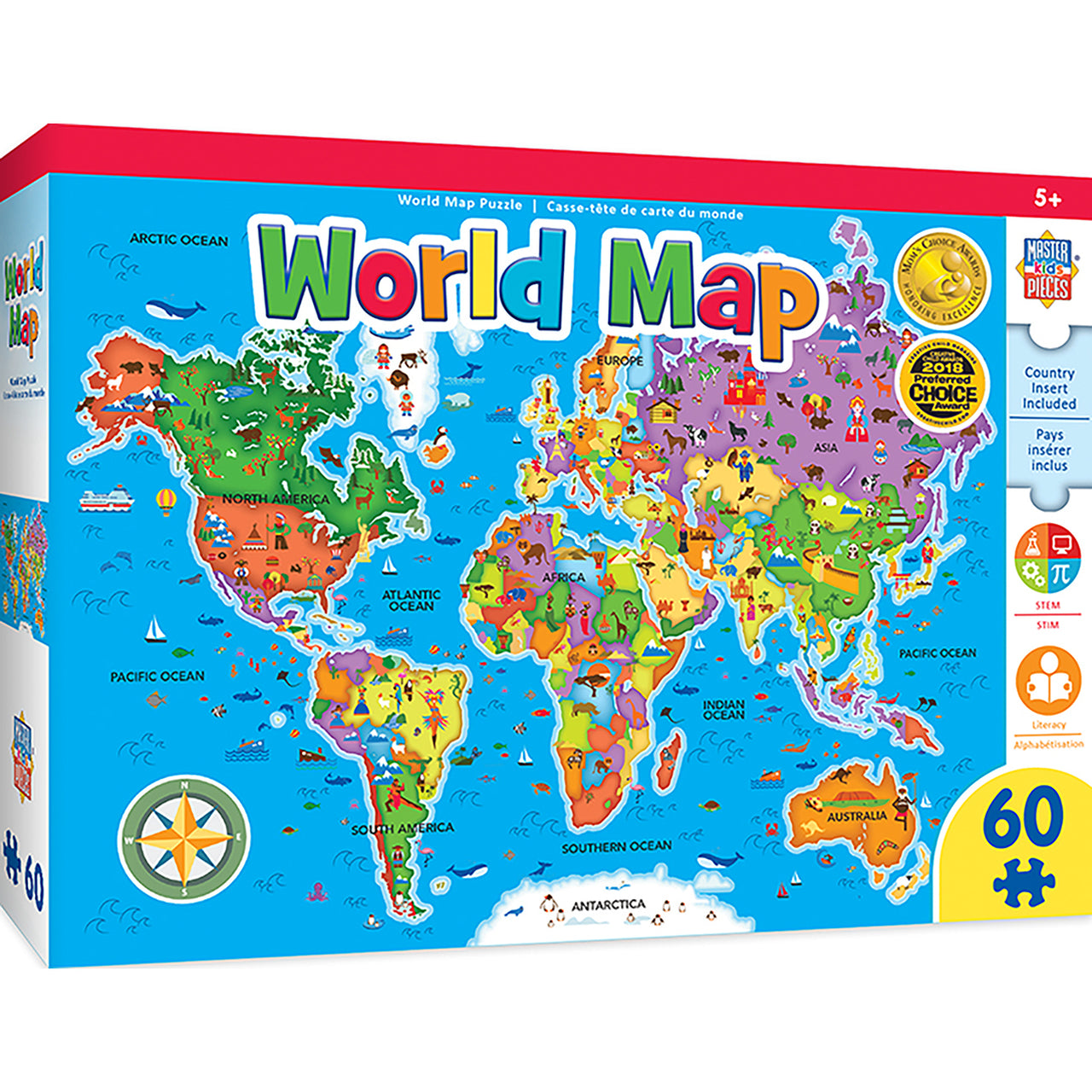 EDUCATIONAL MAPS - WORLD MAP 60 PIECE JIGSAW PUZZLE