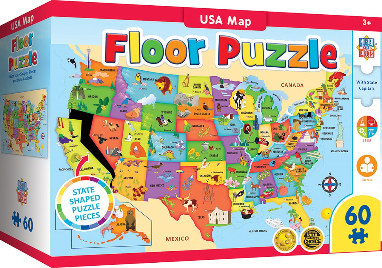 Educational - USA Map 60pc Shaped Floor Puzzle