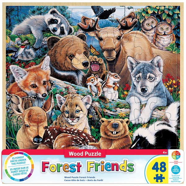 WOOD FUN FACTS OF FOREST FRIENDS - 48 PIECE KIDS PUZZLE BY JENNY NEWLAND