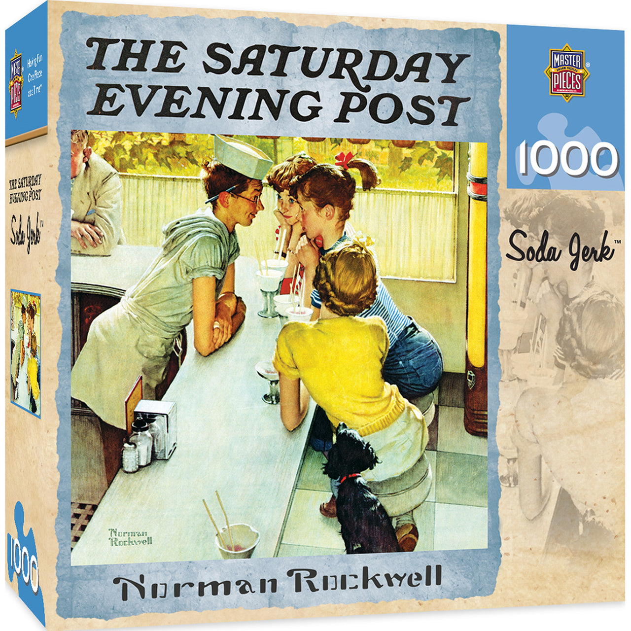 SATURDAY EVENING POST - SODA JERK 1000 PIECE JIGSAW PUZZLE BY NORMAN ROCKWELL