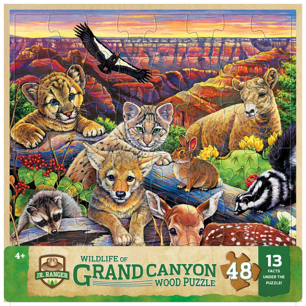 Jr Ranger Wood Fun Facts - Grand Canyon Wildlife 48pc Wood Puzzle