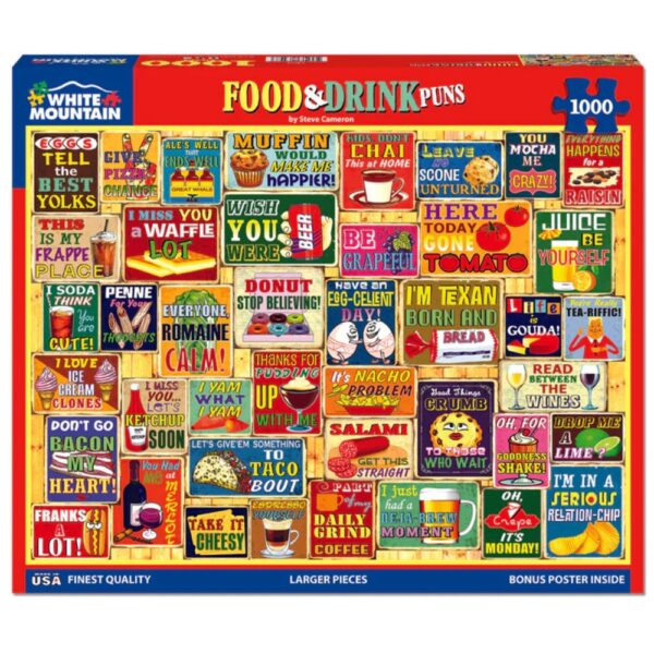 Food & Drink Puns (1803pz) - 1000 Piece Jigsaw Puzzle