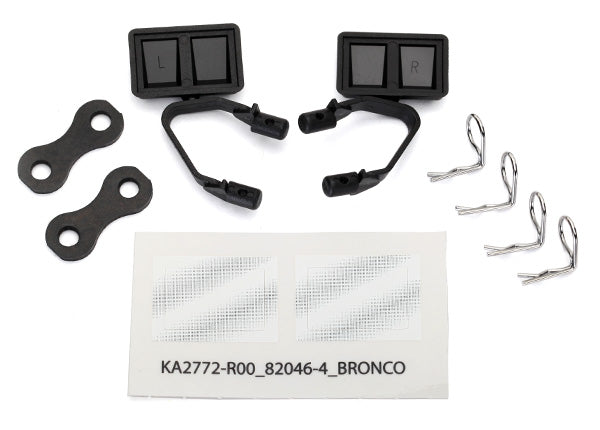 Mirrors side black (left & right)/ retainers (2)/ body clips (4) (fits #8010 body)