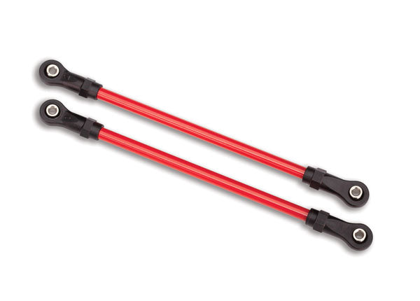 Suspension links rear upper red (2) (5x115mm powder coated steel) (assembled with hollow balls) (for use with #8140R TRX-4 Long Arm Lift Kit)