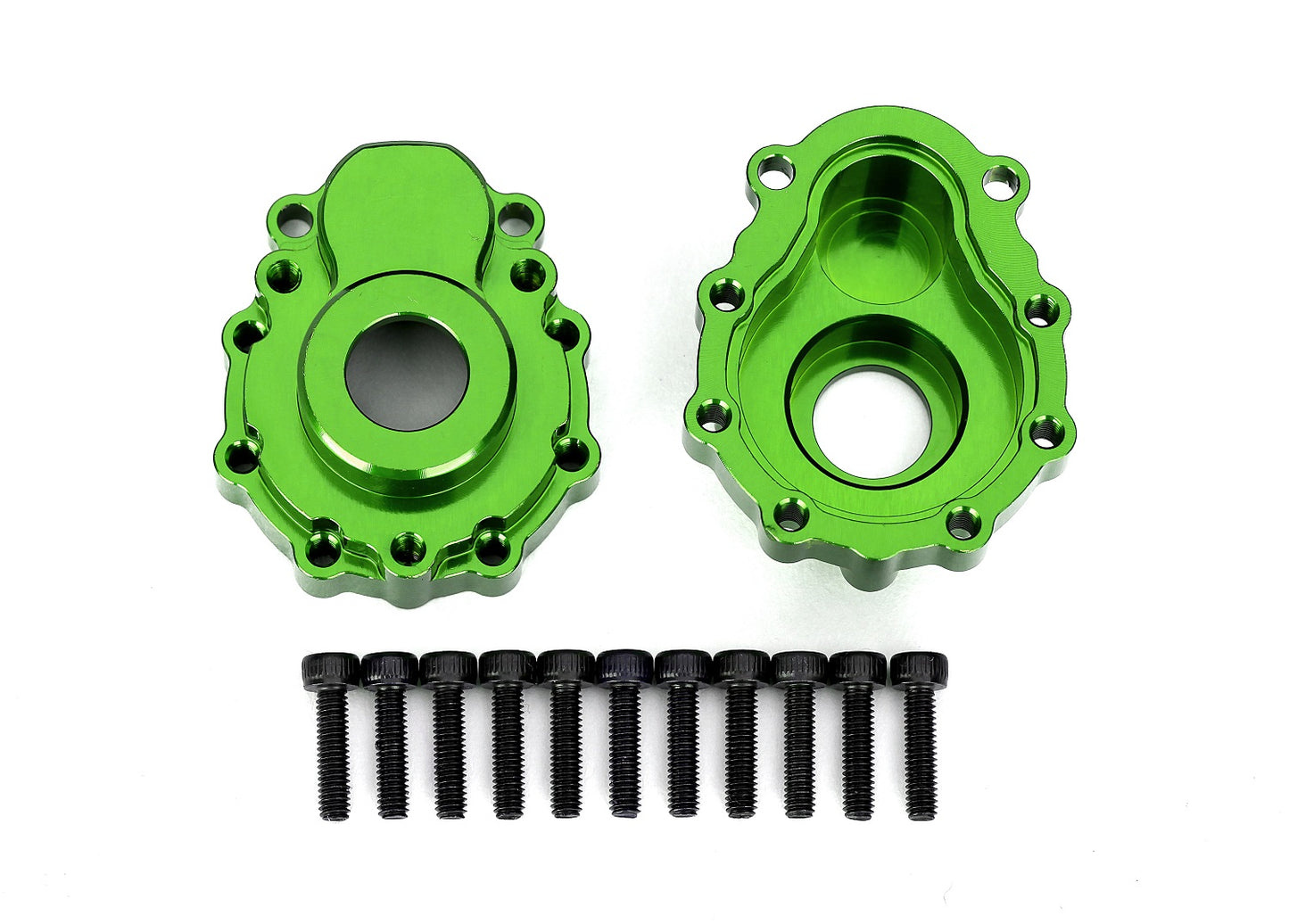 Portal housings outer 6061-T6 aluminum (green-anodized) (2)/ 2.5x10 CS (12)