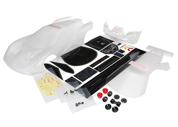 Body Ford GT (clear requires painting)/ decal sheet (includes tail lights exhaust tips & mounting hardware)