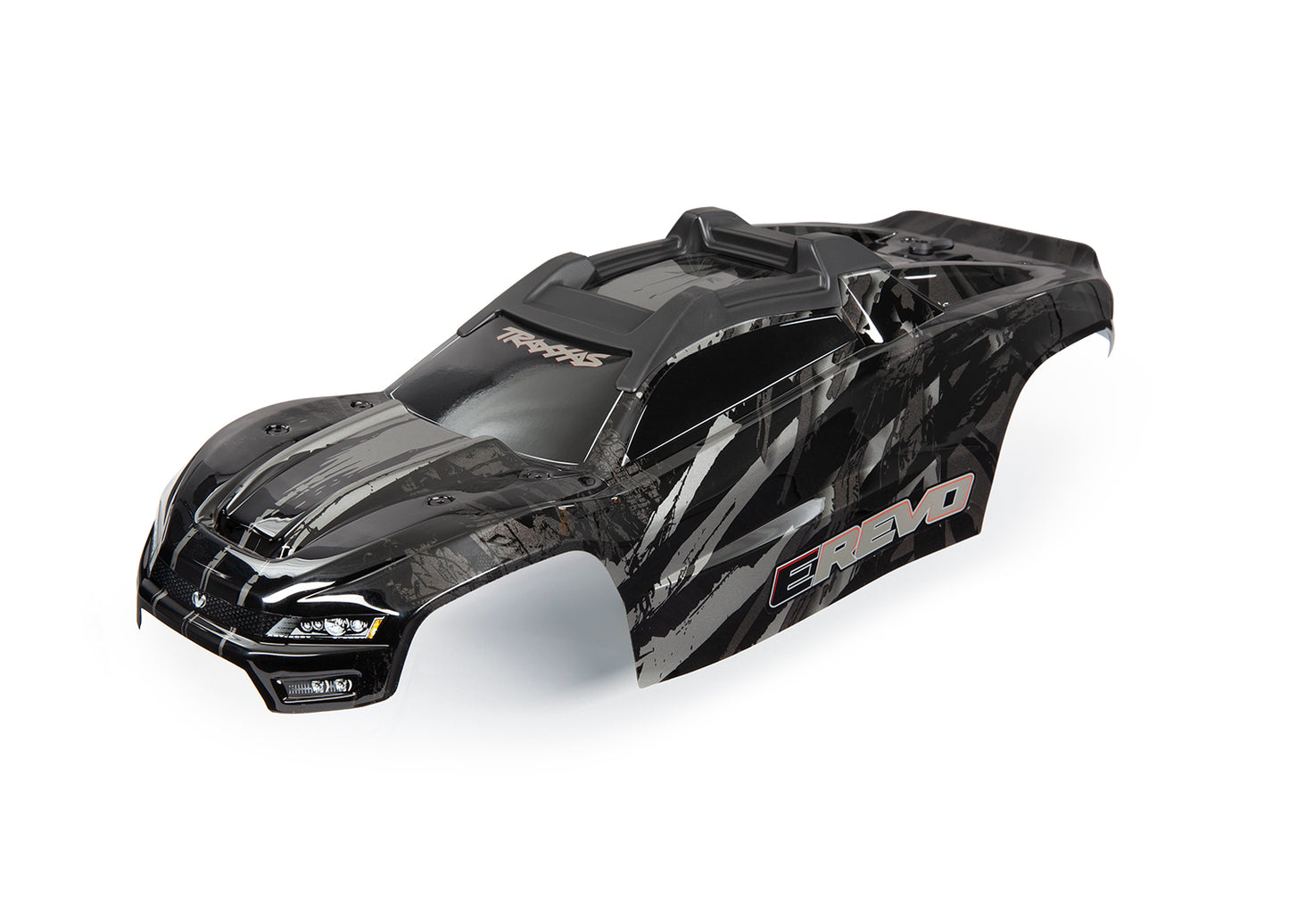 Body E-Revo black/ window grille lights decal sheet (assembled with front & rear body mounts and rear body support for clipless mounting)