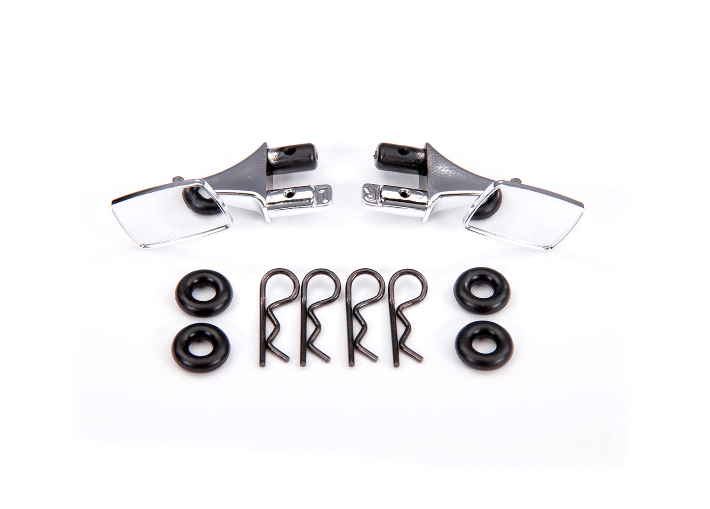 Mirrors side chrome (left & right)/ o-rings (4)/ body clips (4) (fits #9111 body)
