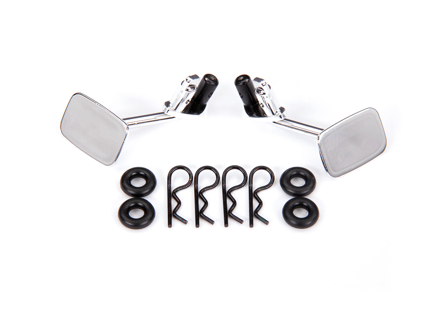 Mirrors side chrome (left & right)/ o-rings (4)/ body clips (4) (fits #9112 body)