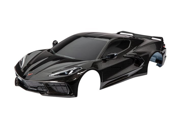 Body Chevrolet Corvette Stingray complete (black) (painted decals applied) (includes side mirrors spoiler grilles vents & clipless mounting)