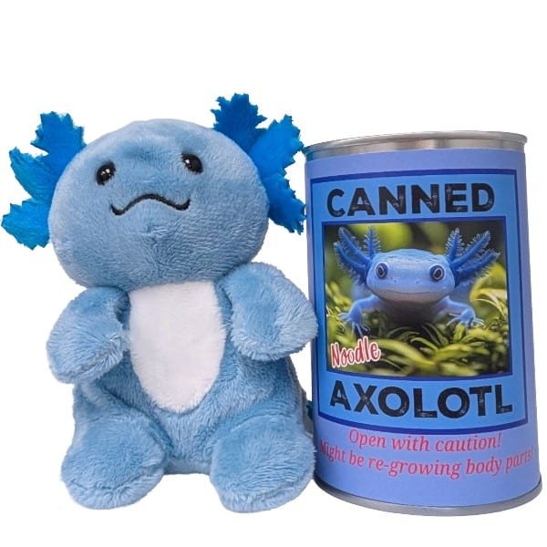 Canned Blue Axolotl Stuffed Animal Plush w/Jokes Unique Gift | Pop Top Lid - #CG00056-Pop