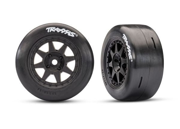 Black Front Mini Rally Wheels w/ Slick Tires (Hard) (2)