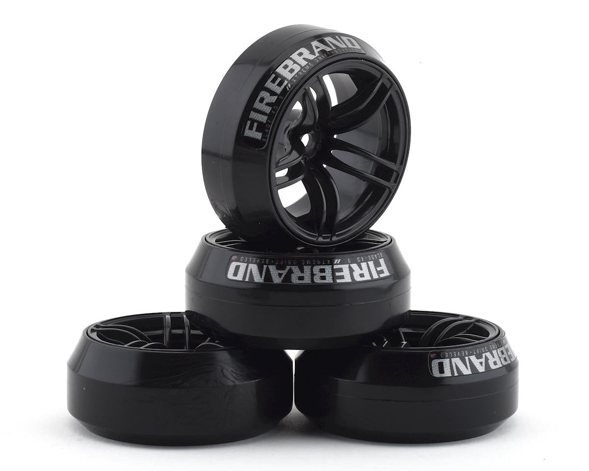 Firebrand RC Icestar XD9 0° Pre-Mounted Slick Drift Tires (4) (Black) w/Blade Tires 12mm Hex & 9mm Offset