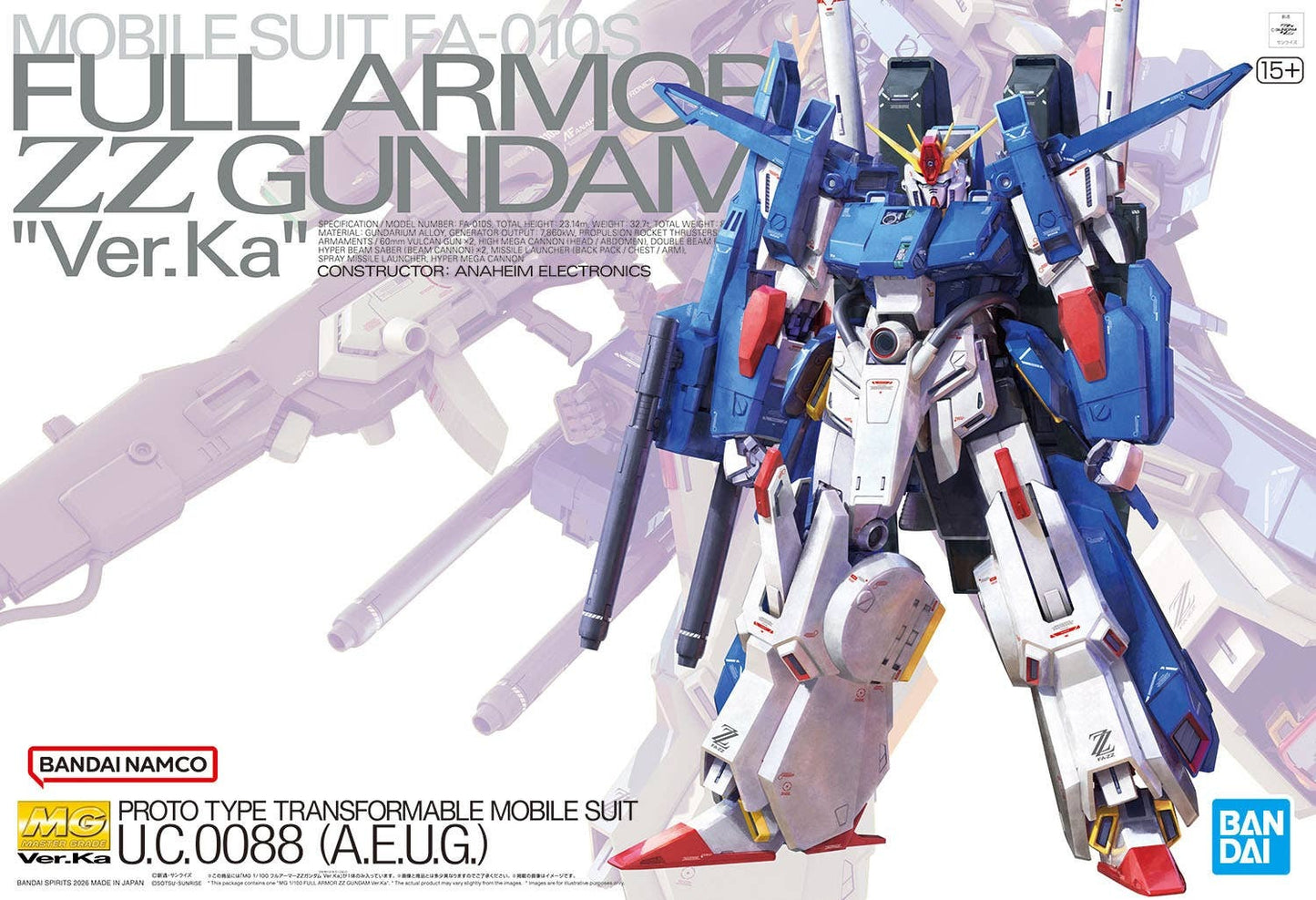 Full Armor ZZ Gundam ver. Ka "Mobile Suit Gundam ZZ", Bandai Hobby MG 1/100