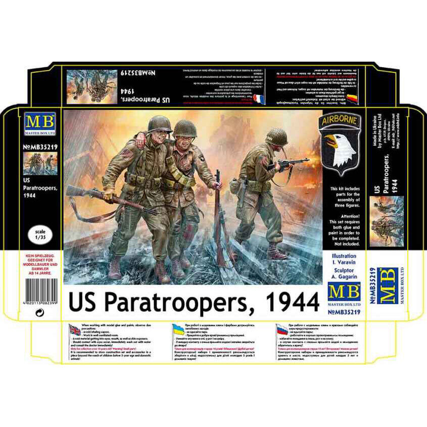 MBM35219 1:35 Masterbox US Paratroopers 1944 Figure Set (3 figures)