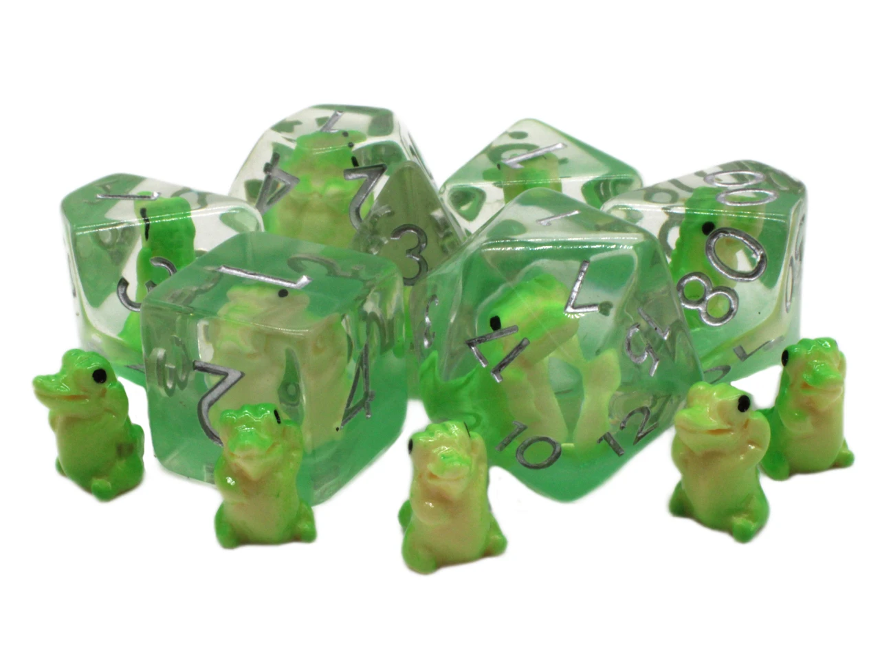 Old School 7 Piece DnD RPG Dice Set: Animal Kingdom - Crocodile