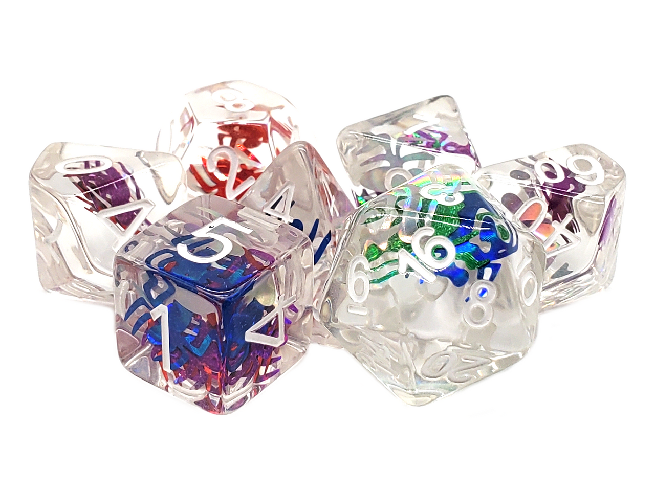 Old School 7 Piece DnD RPG Dice Set: Animal Kingdom - Spider - Colorful