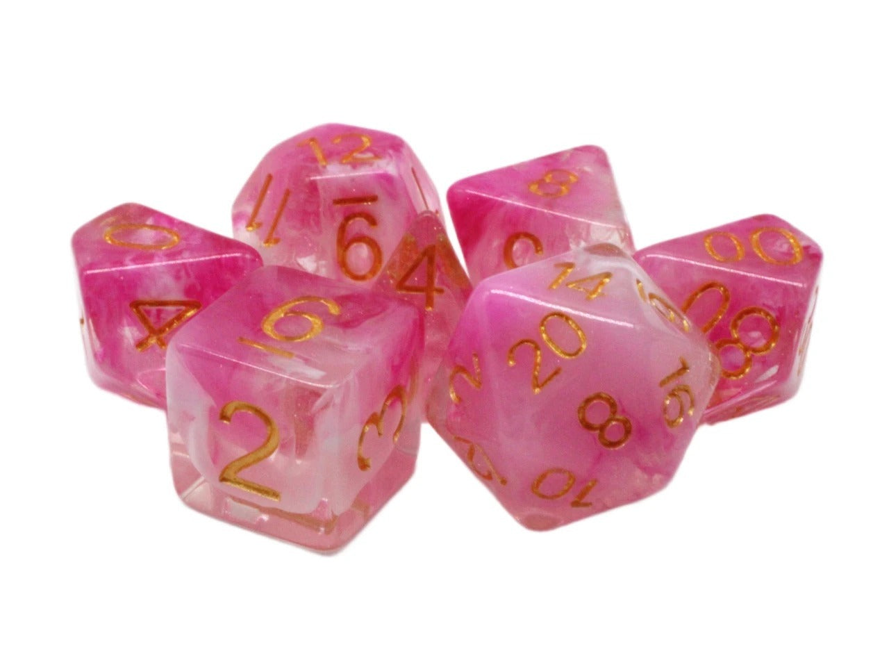 Old School 7 Piece DnD RPG Dice Set: Luminous - Love Letter
