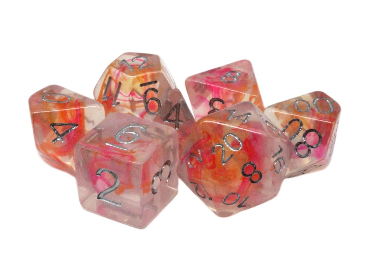Old School 7 Piece DnD RPG Dice Set: Luminous - Tip Toe Thru The Tulips