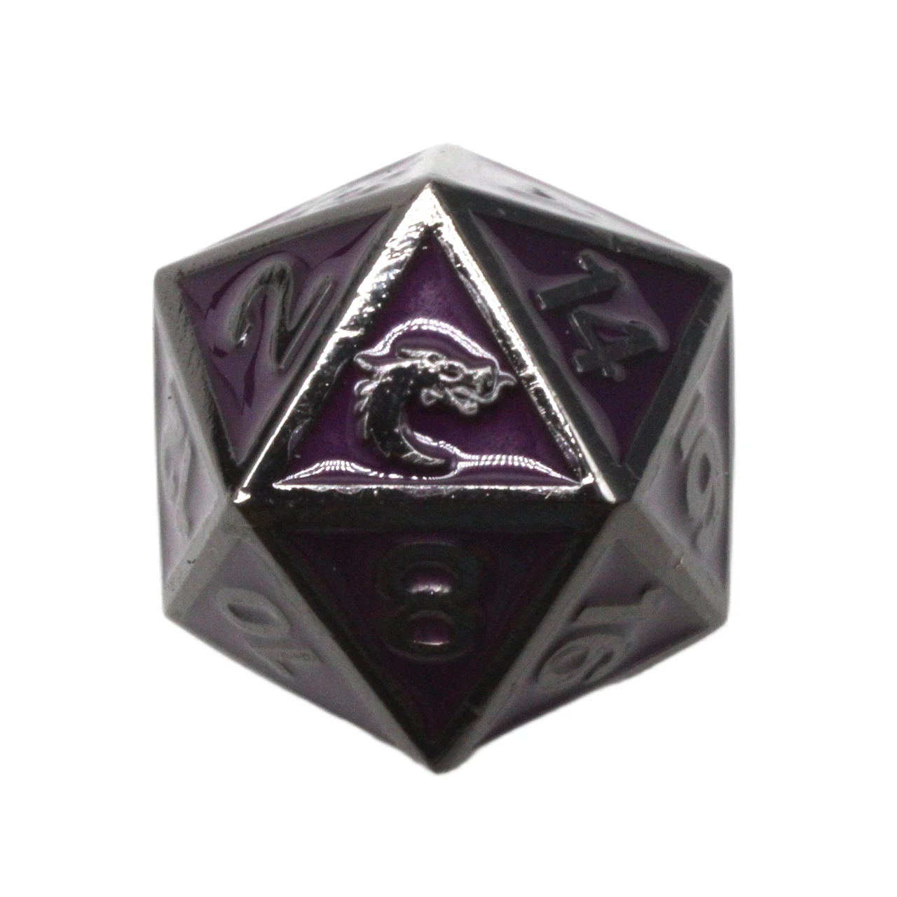 Old School DnD RPG Metal D20: Elven Forged - Purple w/ Black Nickel