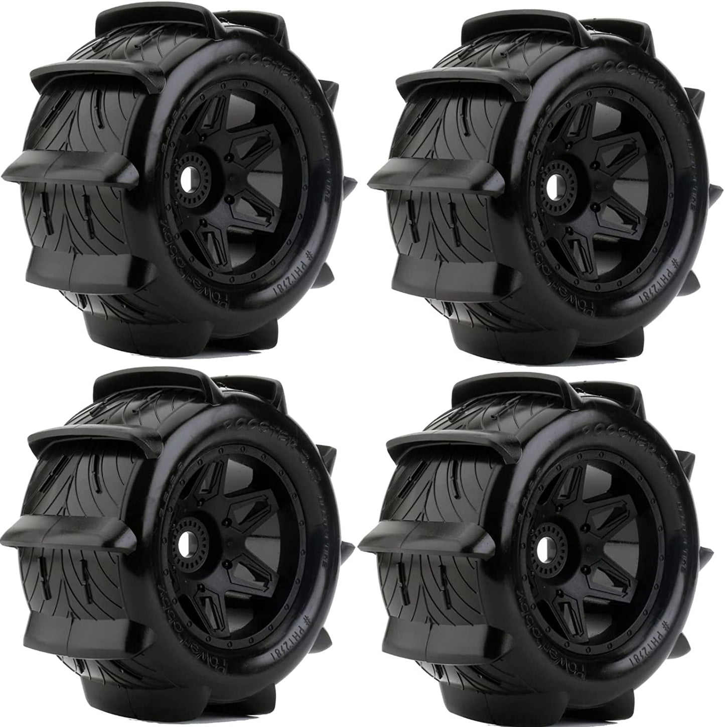 1/8 Rooster 3.8" Belted Paddle Sand Snow Tires 17mm