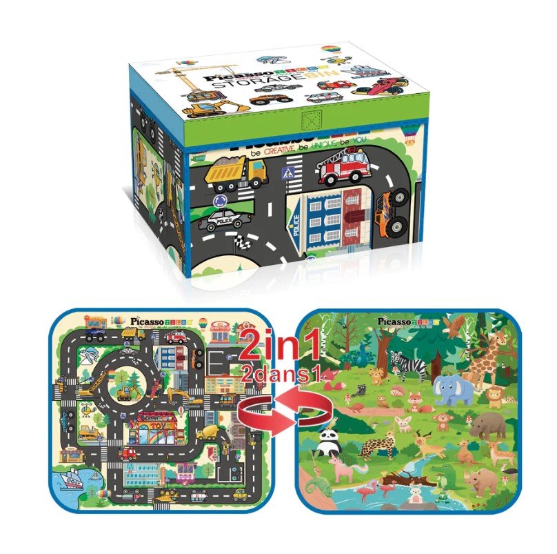 PicassoTiles Storage Bin Toy Box & Playmat