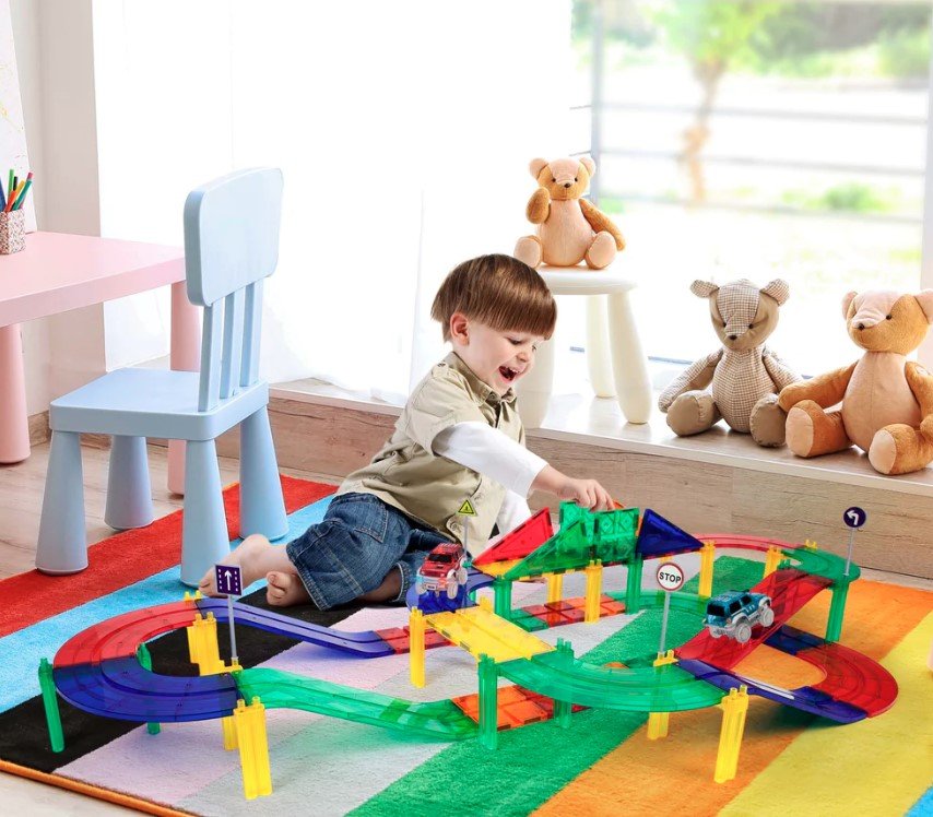 PicassoTiles 50pc Race Track Building Blocks PTR50