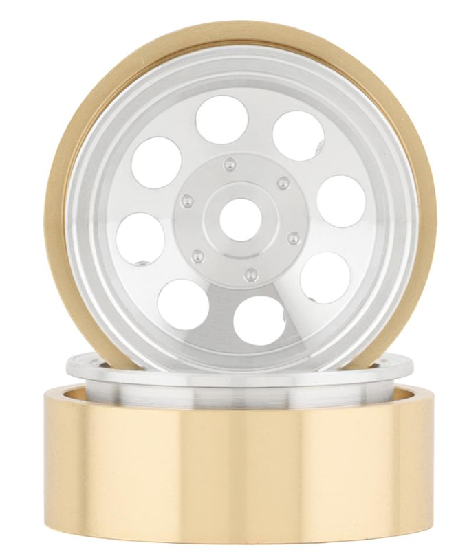SSD RC 1.0” Aluminum/Brass 8 Hole Beadlock Wheels (Silver) (2) (24g)