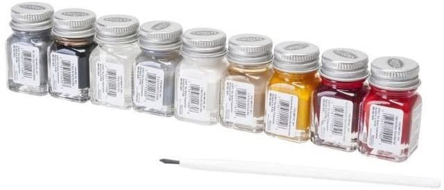 8 Automobile Colors 1 Thinner 1 Paint Brush 1 Tray - Enamel Paint Sets 9120