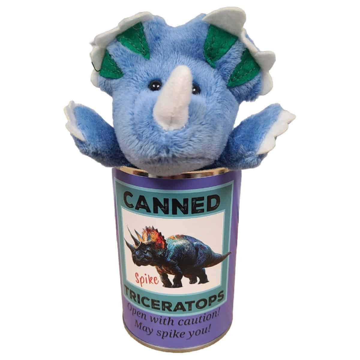 Spike the Canned Triceratops Dinosaur Plush w/Funny Jokes | Pop Top Lid - #CG00006-Pop