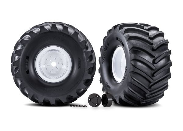White X-Monster Wheels w/ Terra Groove Tires (2)
