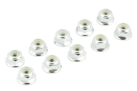 SILVER 4MM ALUMINUM SERRATED NYLON LOCKNUT WHEEL NUT SET #9805 APEX RC PRODUCTS