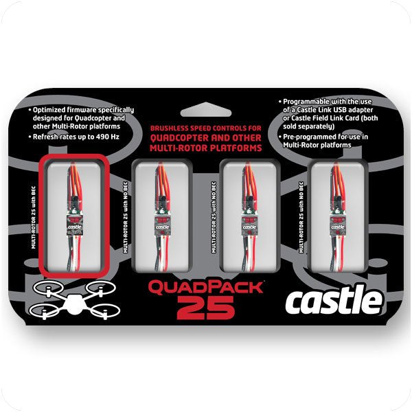 Quadpack 25-Amp 25V Multirotor ESC (4)1w/8-Amp BEC