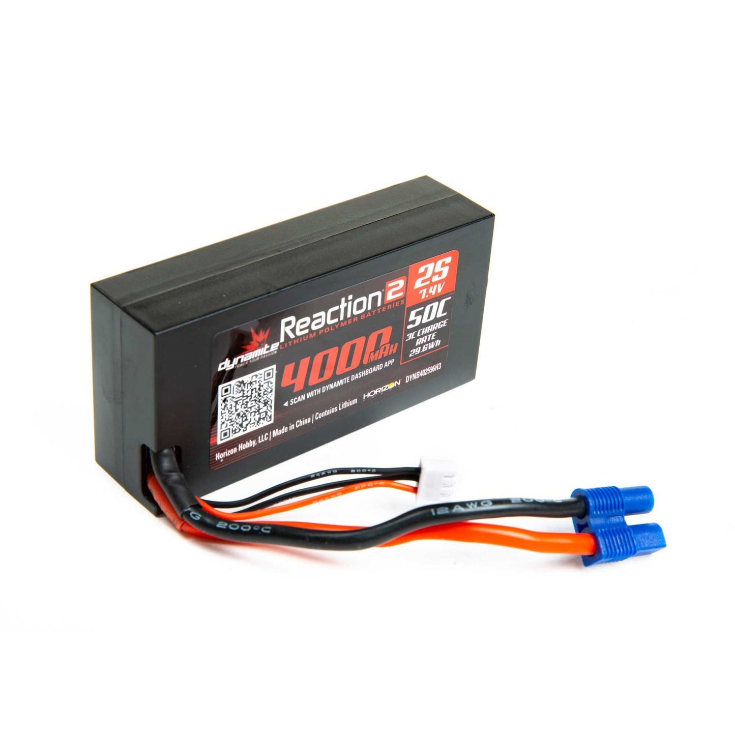 Reaction2 7.4V 4000mAh 2S 50C LiPo Case: 96mm EC3