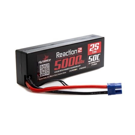 Reaction2 7.4V 5000mAh 2S 50C LiPo Hardcase: EC3