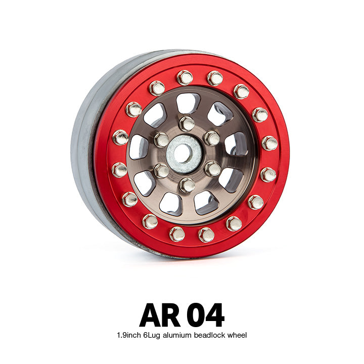 1.9" AR04 6 Lug Aluminum Beadlock Wheels (2)