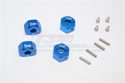 GPM RACING TRAXXAS 4-TEC 2.0 BLUE ALUMINUM 8MM THICK WHEEL HEX ADAPTERS GT010-12X8MM-B