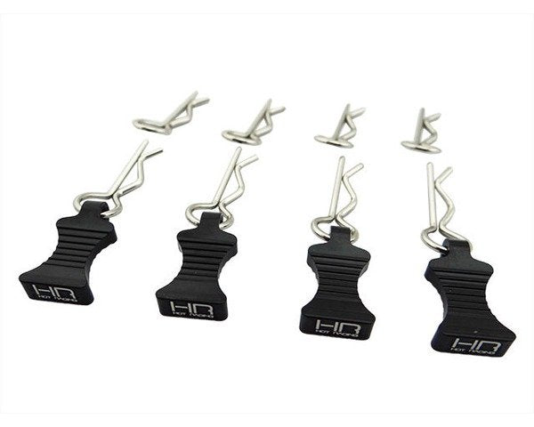 1/10 Black Alum EZ Pulls, 4pcs and Body Clips (8pcs)