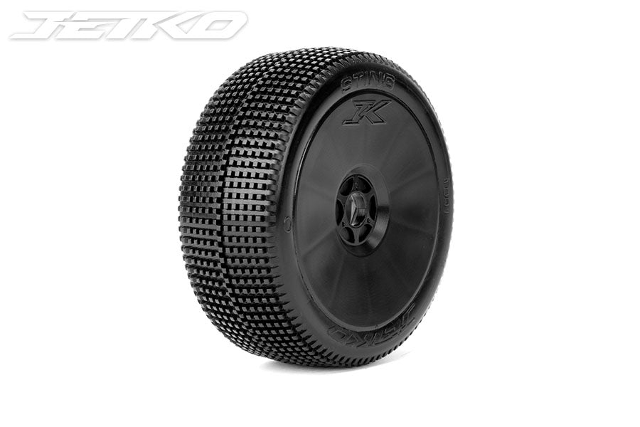 Sting 1/8 Buggy Tires Mounted on Black Dish Rims, Ultra Soft