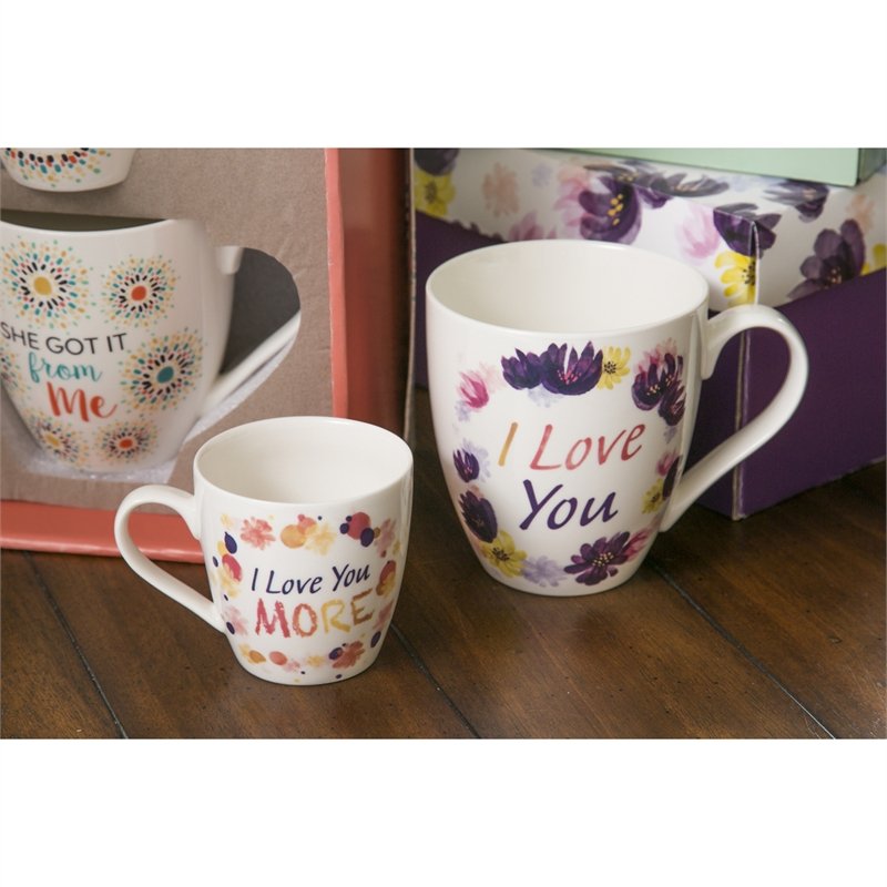 Mommy and Me Ceramic Cup Gift Set I love you/I love you more
