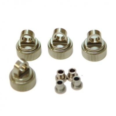 Aluminum Shock Caps, w/Shock Bushings, Gun Metal, for Traxxas 4Tec 2.0, 4pcs