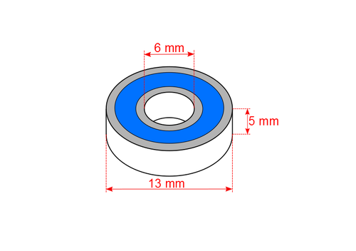 Traxxas Ball bearings black rubber sealed (6x13x5mm) (2)