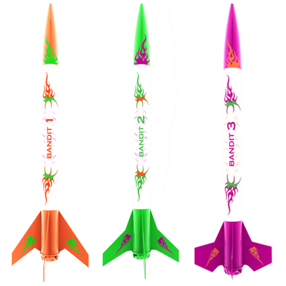 3 Bandits Model Rockets Kit, E2X, (3 Rockets)