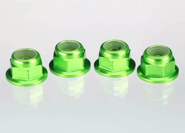 NUTS 4MM FLANGED LOCK GREEN