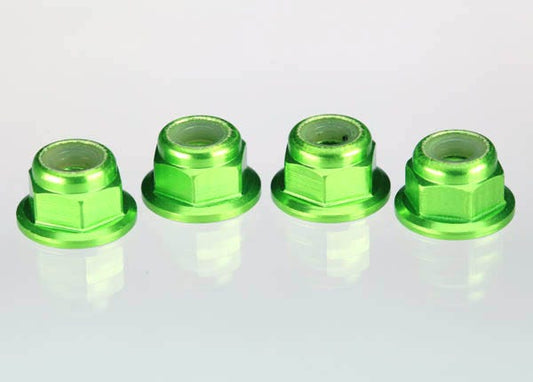 NUTS 4MM FLANGED LOCK GREEN