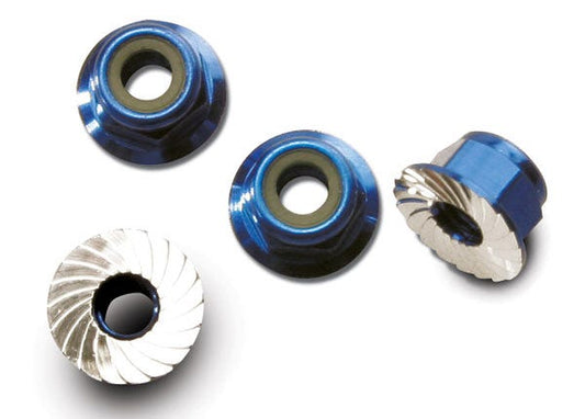 NUTS 4MM FLANGED LOCK BLUE