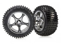 Tires & wheels assembled (Tracer 2.2" chrome wheels Alias 2.2" tires) (2) (Bandit rear soft compound with foam inserts)